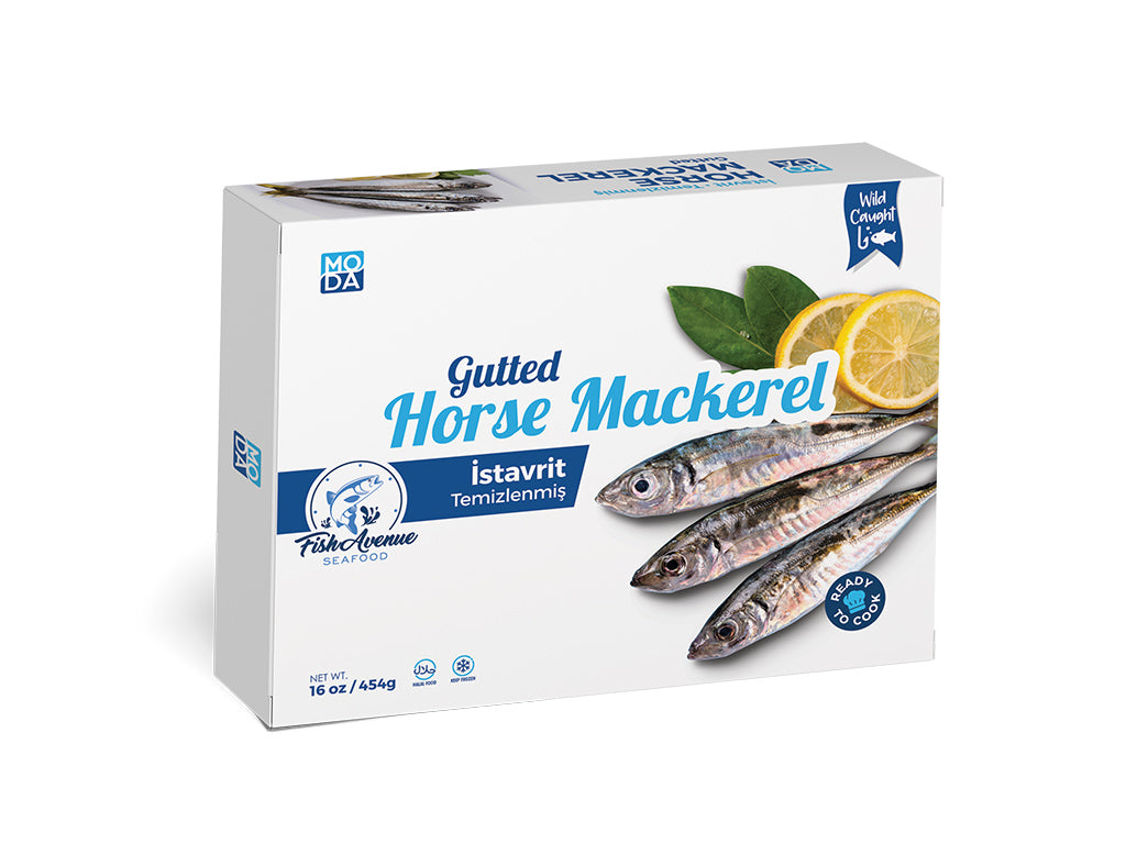 Moda Frozen Horse Mackarel (Temizlenmis Istavrit), Wild Caught, Gutted, 16oz (454g)